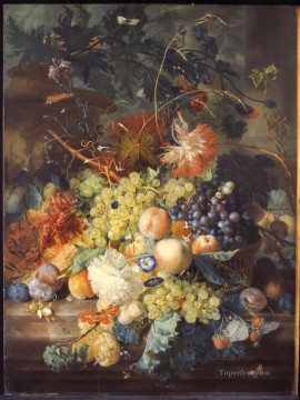  Huysum Painting - Still life of fruit heaped in a basket Jan van Huysum